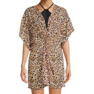 Nwt- Time and Tru's chiffon twist front Leopard Print cover up